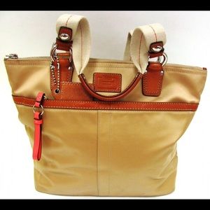 Coach Hampton Weekend Satin Tote Handbag